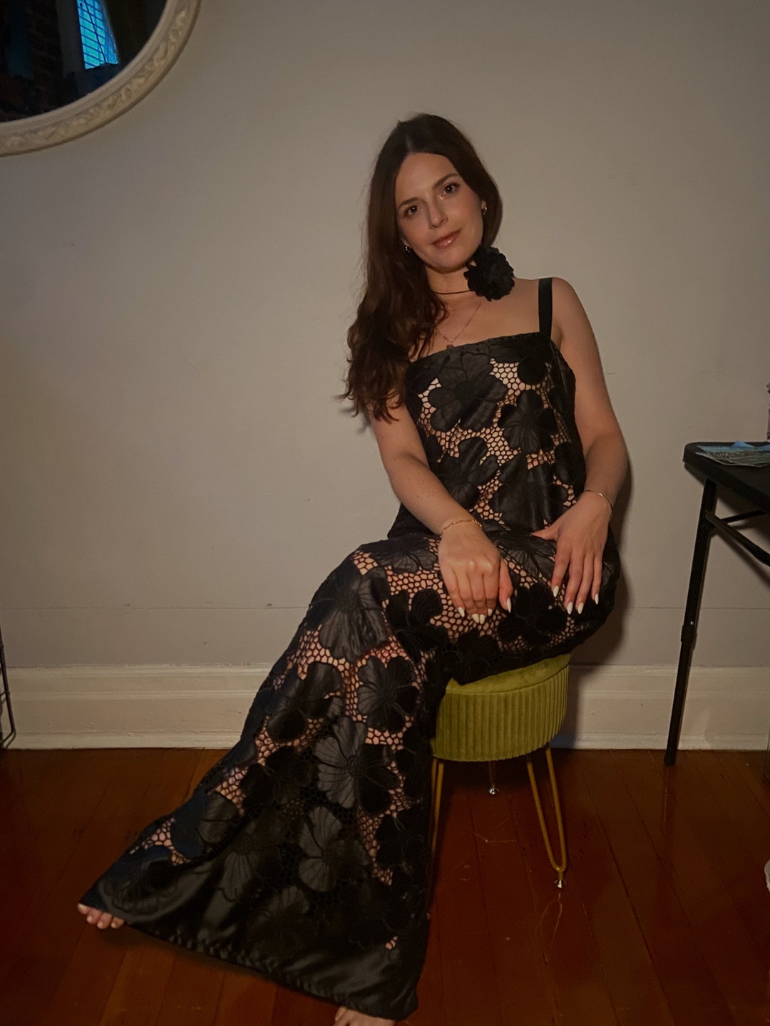 bohemian black lace maxi dress Black Boho Lace Maxi Dress Hollow Out Summer Embroidered Dress