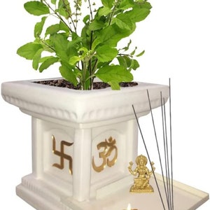 Fiberglass tulsi planter, tulsi planter for pooja, indoor outdoor tulsi planter, 10inch length 11 inch width from top