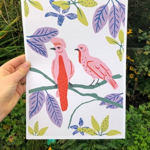 Tropical Birds A4 Art Print image 1