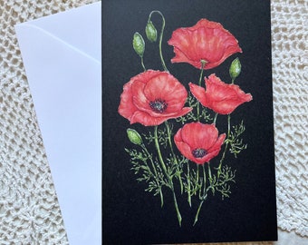 Birth Month Flower Greeting Cards: August Poppies