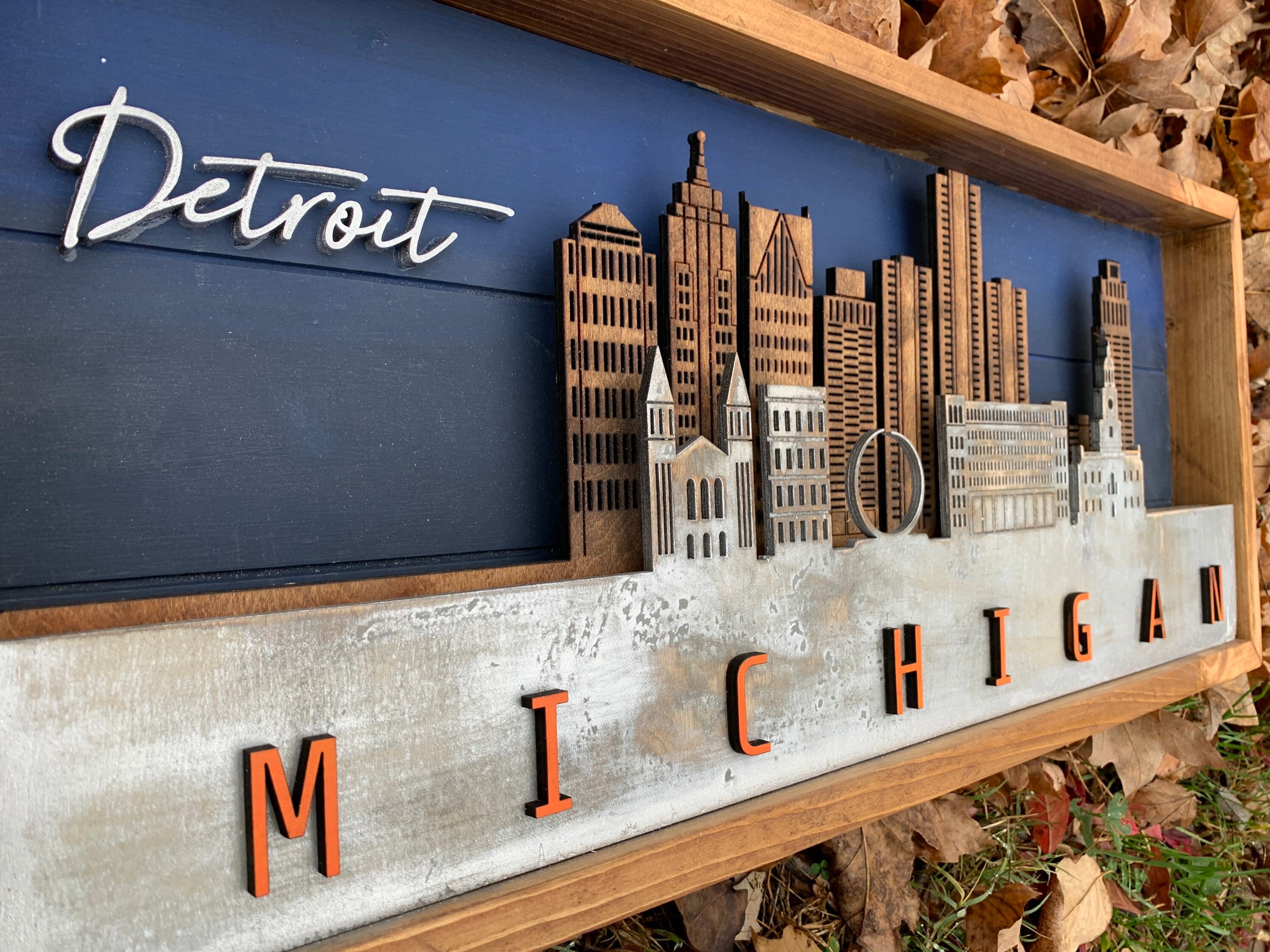 Detroit Skyline Hanging Wall Art Etsy
