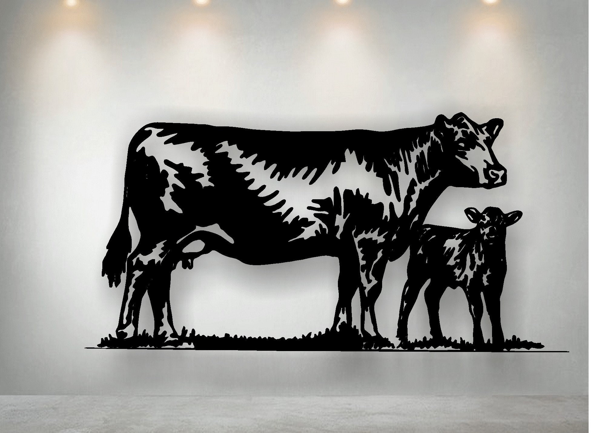 Cow frame panel vector Laser cut files SVG DXF home wall art Etsy