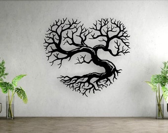 Heart tree wall decor Laser cut files SVG DXF, home wall art decor, Cdr vector, art decor, Cricut, Wall art panel