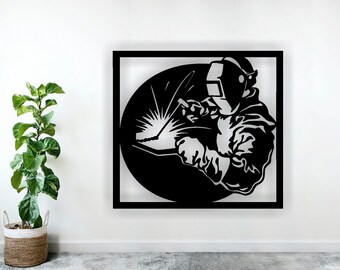 Iron Man Welder Cut Files painel vector Archivos cortados láser SVG DXF, decoración de arte de la pared del hogar, Vector Cdr, decoración de arte, Cricut, Panel de arte de pared