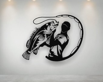Fishing, fisherman, fish, panel vector Laser cut files SVG DXF, home wall art decor, Cdr vector, art decor, Cricut, Wall art panel