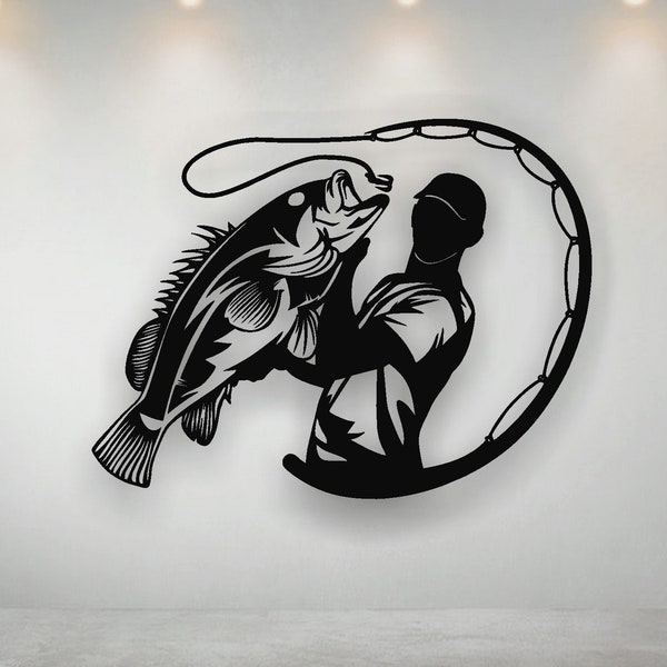 Vissen, visser, vissen, paneel vector Laser gesneden bestanden SVG DXF, home wall art decor, Cdr vector, kunst decor, Cricut, Muur kunst paneel