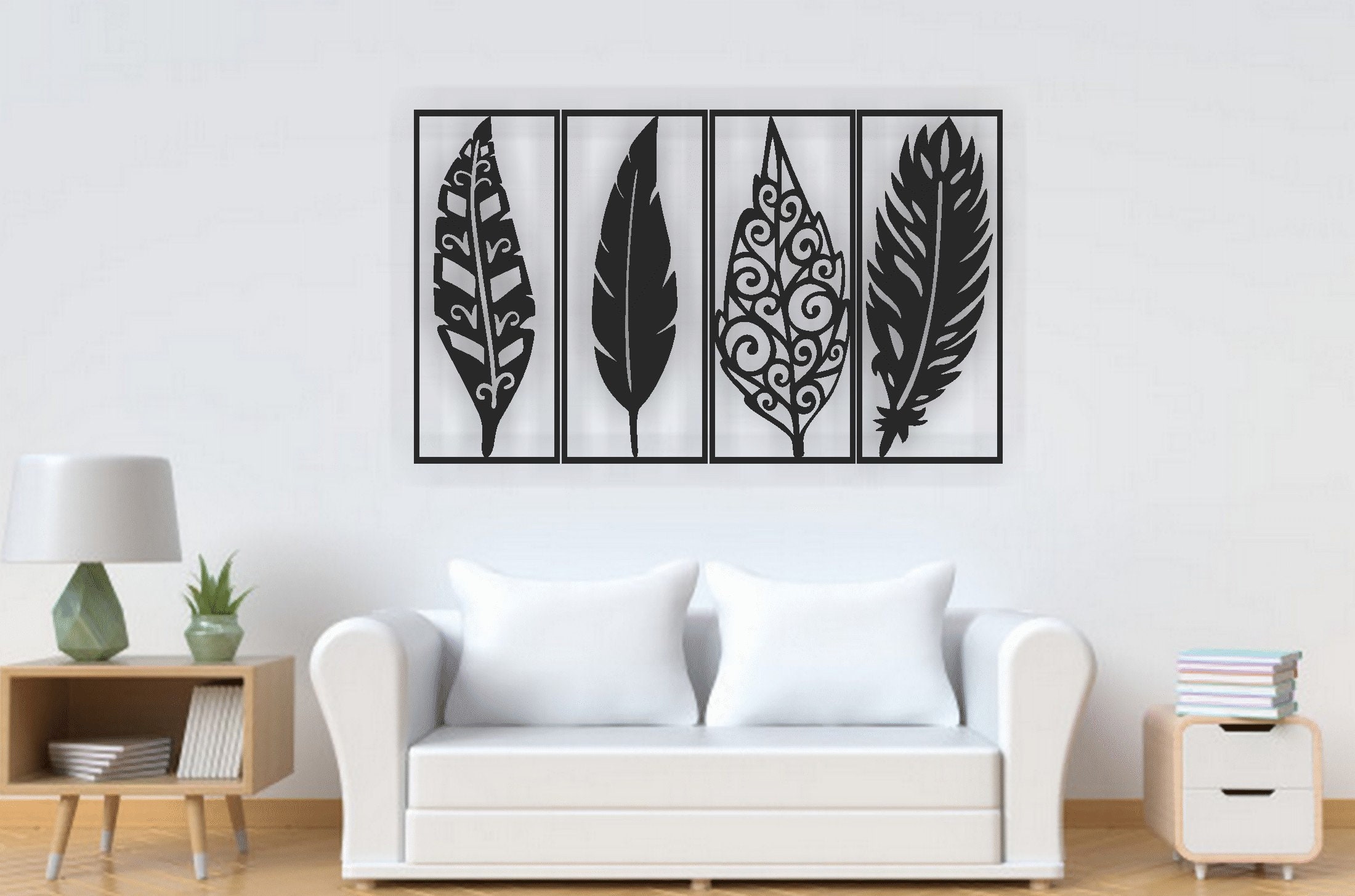 Feather Wall Decor Laser Cut Files SVG DXF Home Wall Art Etsy