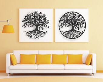 Tree of Life Archivos cortados con láser SVG DXF, decoración de arte de pared para el hogar, vector Cdr, decoración de arte, Cricut, panel de arte de pared
