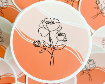 Abstract Floral Sticker | Floral Sticker | Abstract Art | Nature Sticker Waterproof Sticker | Circle Sticker