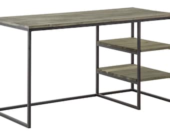 LINCOLN * Schreibtisch im Loft-Stil aus Massivholz mit Metallstruktur - stilvoll und funktional!