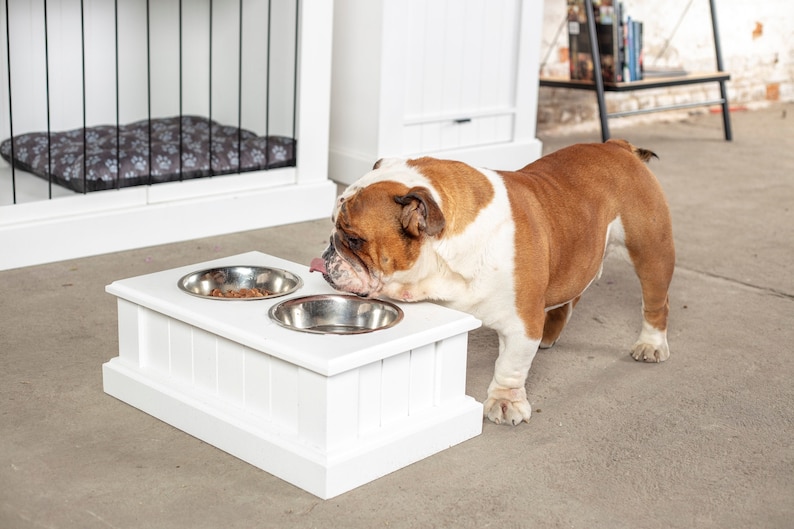 CAMERIERE Wooden Dog Bowl Stand Dog Feeder Dog Feeding Station image 1