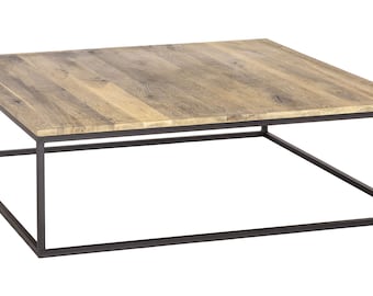 Mesa de centro ACE - Roble macizo minimalista grande / madera + metal ¡4 acabados diferentes para su elección!