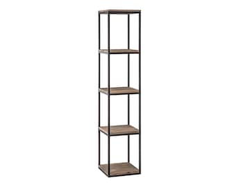 SPRINGFIELD - Minimalistic Open Bookcase, Rack with Shelfs, Cupboard Solid Oak and Metal