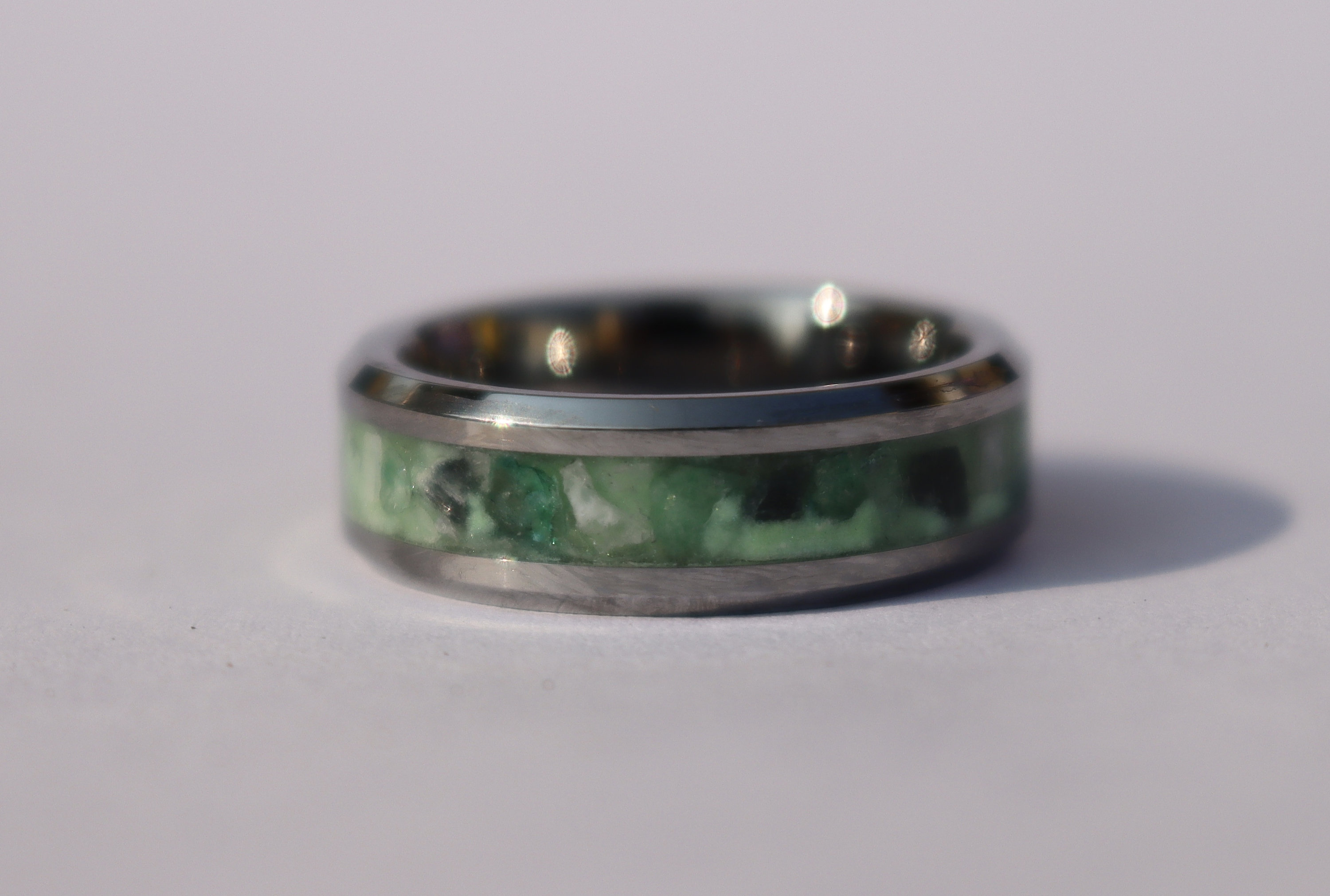 Crushed Emerald Emeraldgemstone Exotic Inlay Material Ring Etsy