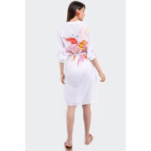 100% Cotton Shirt, Lounge Wear, Beach Wear, Resort Wear, Boho Beach Cover Up, Plus Size, Gift for her, White I GLOARIA