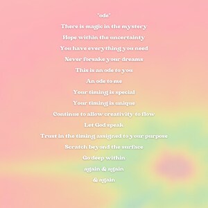 8x11 Poesie Wandkunst | Gerahmte Wandkunst | Laminierte Wandkunst | &quot;Ode&quot; Original Poesie & Kunstwerk von Melody Faith Mundaca