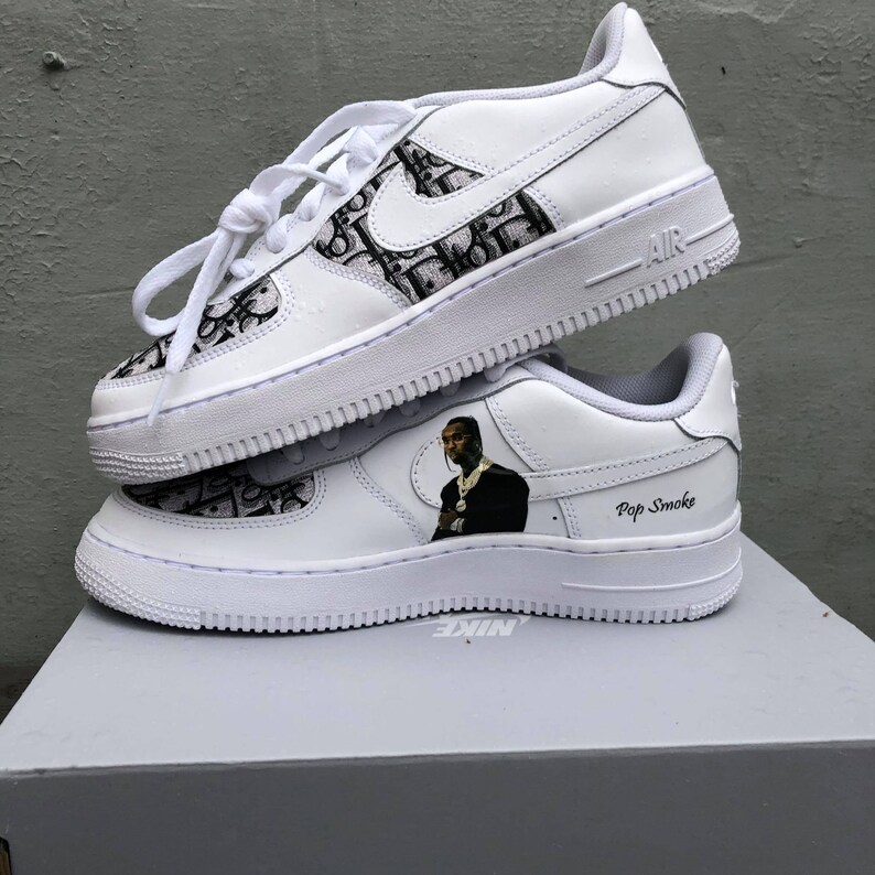CD Pop Smoke Customs Custom Waterproof White Nike Air Force Etsy