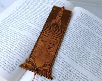 Retro Rocket Wooden Bookmark - Space themed Book Gift