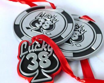 Lucky 38 Casino & Platinum Chip Themed Baubles - 3D Printed Christmas Decorations
