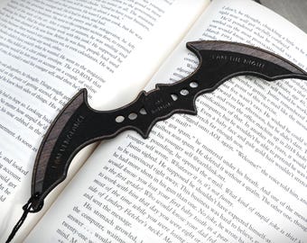 Batarang Bookmark - Wooden Engraved Arkham Bat Themed Gift