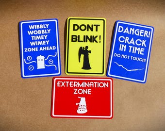 Novelty 'Dr Who' Themed Wall Signs - 3D Printed Wall Décor