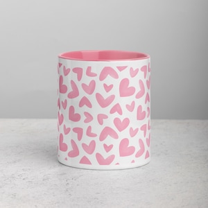 Cute,  Hearts Mug Ceramic Coffee Cup Perfect Gift Charming Watercolor Hearts Coffee Mug Cute Ceramic Cup Adorable Ceramic Cup for Coffee.