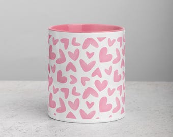 Niedliches Herz Becher Keramik Kaffeetasse Perfektes Geschenk Charmantes Aquarell Herzen Kaffeetasse Niedliche Keramiktasse Entzückende Keramiktasse für Kaffee.