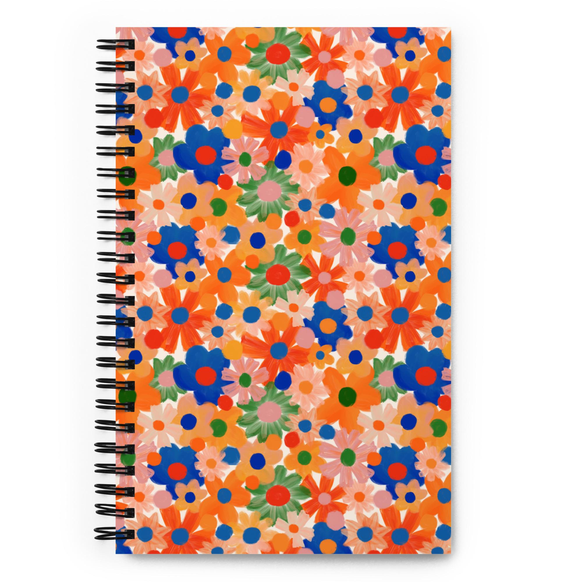 Floral Spiral Notebook | Painted Flowers Journal Blossom Print Design ...