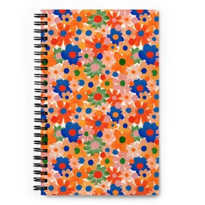 Floral Spiral Notebook | Painted Flowers Journal Blossom Print Design,Spiral Bound Painted Flowers Journal Spiral Journal with Blossom Print