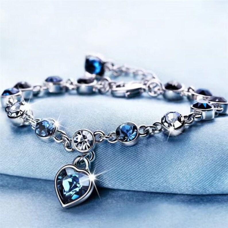Sapphire Blue Bracelet Navy Blue Wedding Bracelet CZ Crystal Etsy