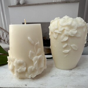 Decorative Pillar Candle, Aesthetic Candle Gift, Gift Wrapped Candle, Gift Idea for Her, Undyed, Scented or Unscented, Wedding & Shower Gift