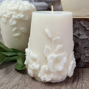 Decorative Pillar Candle, Aesthetic Candle Gift, Gift Wrapped Candle, Gift Idea for Her, Undyed, Scented or Unscented, Wedding & Shower Gift