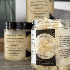 Champagne Extract Sugar Body Scrub: Exfoliating, Moisturizing, with Wooden Spoon