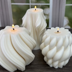 Pillar Candle, Large Decorative Soy Ribbed Candles, Large Aesthetic Luxury Candle, Great Birthday Gift, Housewarming Coffee Table Home Décor