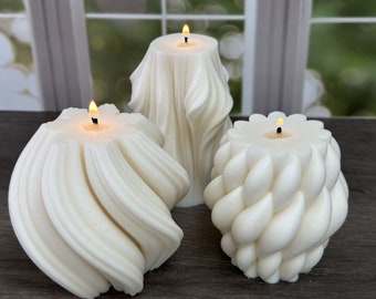Pillar Candle, Large Decorative Soy Ribbed Candles, Large Aesthetic Luxury Candle, Great Birthday Gift, Housewarming Coffee Table Home Décor