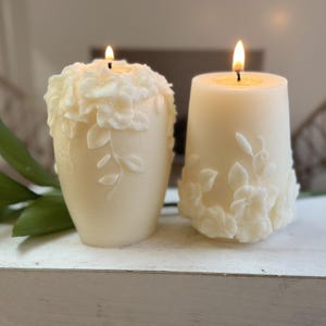 Decorative Pillar Candle, Aesthetic Candle Gift, Gift Wrapped Candle, Gift Idea for Her, Undyed, Scented or Unscented, Wedding & Shower Gift