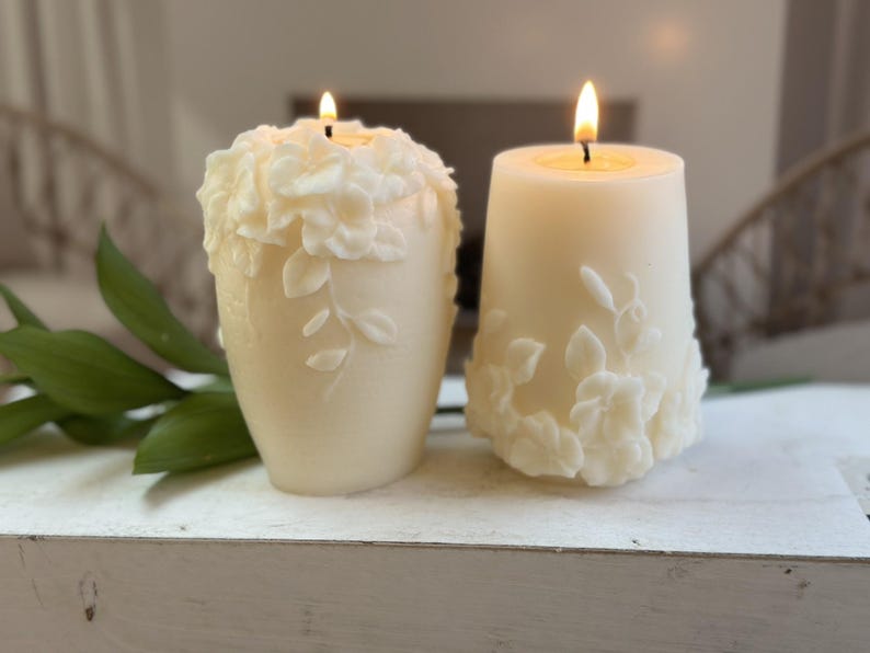 Decorative Pillar Candle, Aesthetic Candle Gift, Gift Wrapped Candle, Gift Idea for Her, Undyed, Scented or Unscented, Wedding & Shower Gift