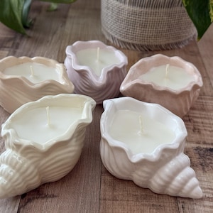 Seashell Candle, Coastal Decor, Beach Cottage Votive Candle, Coastal Nautical Decor, Beach House & Beach Lovers Gift, Gift for Her, Reusable