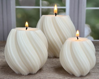 Soy Pillar Candle, Undyed Sculpted Ribbed Pillar Candle, Decorative Cottagecore Candle, Aesthetic Hostess Decor, Gift for Her, Hostess Gift!