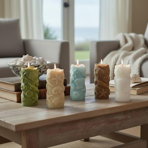 Small Seashell Candle, Beach & Coastal Home Accent, Decorative Candles, Beach Themed Gift or Shower Favor, Gift Wrapped, Gift for Mom or Dad