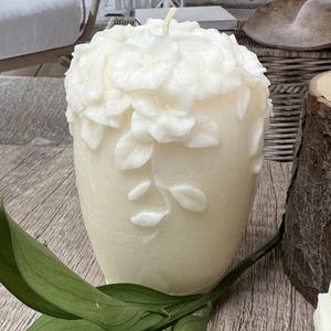 Decorative Pillar Candle, Aesthetic Candle Gift, Gift Wrapped Candle, Gift Idea for Her, Undyed, Scented or Unscented, Wedding & Shower Gift