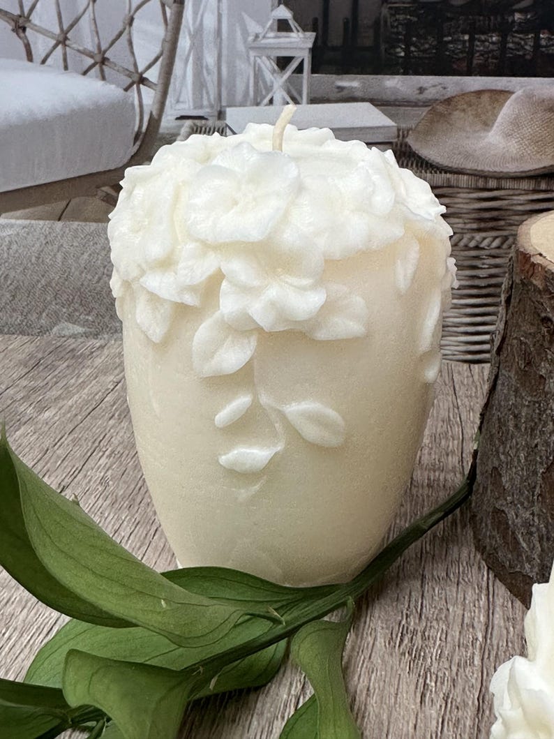 Decorative Pillar Candle, Aesthetic Candle Gift, Gift Wrapped Candle, Gift Idea for Her, Undyed, Scented or Unscented, Wedding & Shower Gift