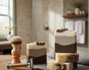 Handmade Iced Vanilla Coffee Latte Goatmilk Soap, Gentle Scrub Exfoliating Moisturizing Soap, Handcrafted Coffee Lovers Gift, Gifts for Dads