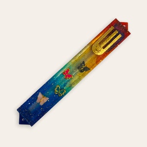 Rainbow Mezuzah - Handmade Mezuzah Case - Epoxy Resin Mezuzah - Rainbow LGBTQ - Rainbow Mezuzah Case - Mezuzah For Girls - Kosher Scroll