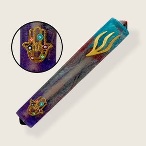 Mezuzah - Colorful Rustic and Modern Mezuzah - Religious Gift for Jewish Home - Judaica Handmade Mezuza Case - Gift for Jewish Housewarming