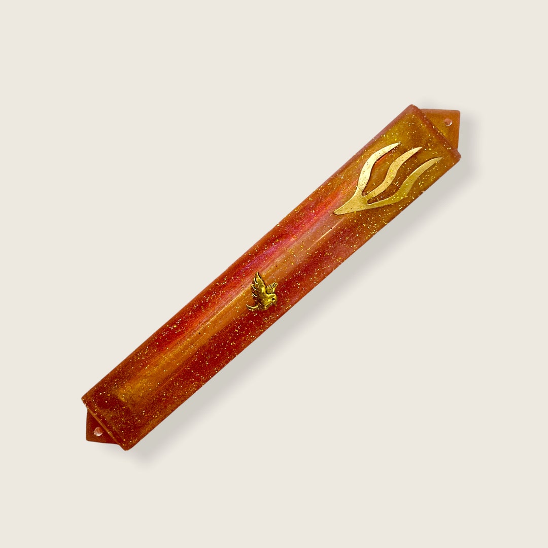 Gold Sparkle Modern Mezuzah Handmade Epoxy Resin Mezuzah Etsy