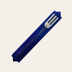 Mezuzah Case- Blue Mezuzah- Modern Mezuzah-  Solid Mezuzah- Classic Mezuzah- Israeli Mezuzah- Handmade Mezuzah Judaica- Scroll optional