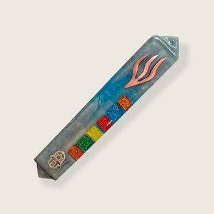 Mezuzah Case- Jewish Housewarming- Mezuzah- Handmade Judaica- Handmade Mezuzah- Jewish Mezuzah- Mosaic Epoxy Colorful Mezuzah- Mesusa