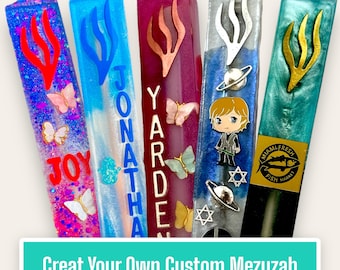 Custom Mezuzah Case- Personalized Epoxy Resin Mezuzah Case - Chuppah Wedding Glass Mezuzah - Mezuzah with Name - Mezuzah with Business Logo