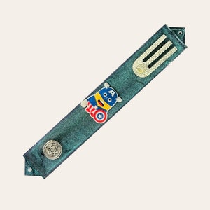 Kids Mezuzah with Favorite Character in Chameleon Blue - Customize Any - Personalized Mezuzah - Handmade Epoxy Resin Mezuzah - Kids Judaica